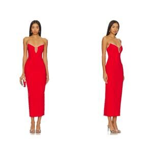 Runaway The Label Bec Midi Dress in Red